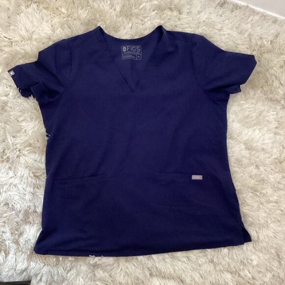 Figs Technical Collection Women’s Scrub Top Navy Blue XL Pockets Medical Nurse - Picture 10 of 11